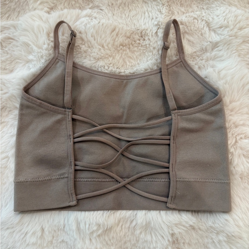 Garage Tan Ribbed Crop Top - Picture 2 of 2